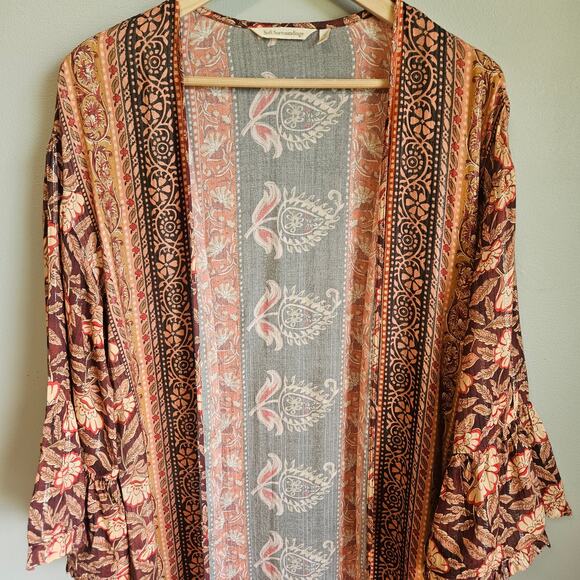 Soft‎ Surroundings Kimono Womens S Metallic Floral Boho Duster Cardigan - Picture 3 of 12